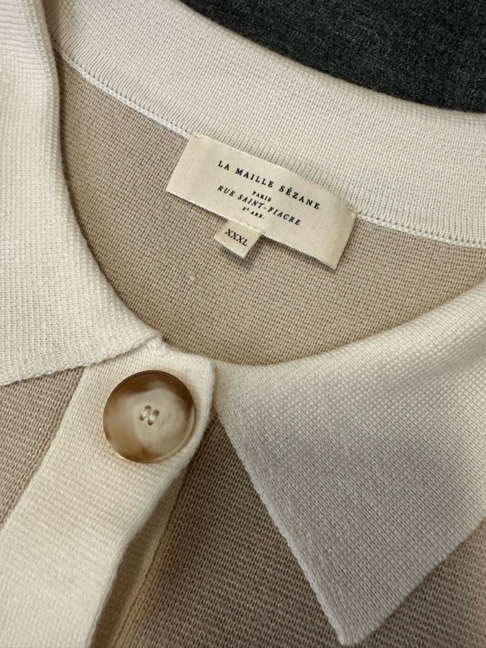 Sezane Beige & Cream Button Front Merino Wool Betty Cardigan in EUC - Picture 3 of 8